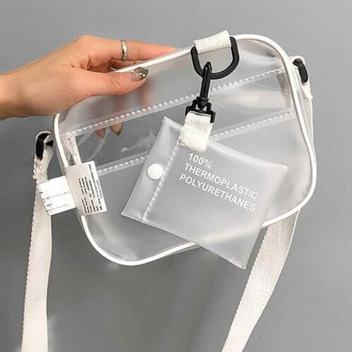 Causual PVC Transparent Clear Woman Crossbody Bags Shoulder Bag Handbag Jelly Small Phone Bags with Card Holder Wide Straps Flap