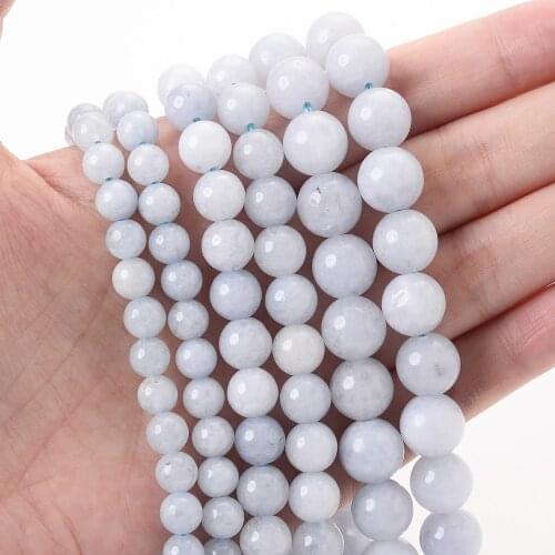 4/6/8/10/12mm Light Aquamarines Round Natural Stone Loose Spacer Beads for Jewelry Making DIY Bracelet Earring Accessroies 15