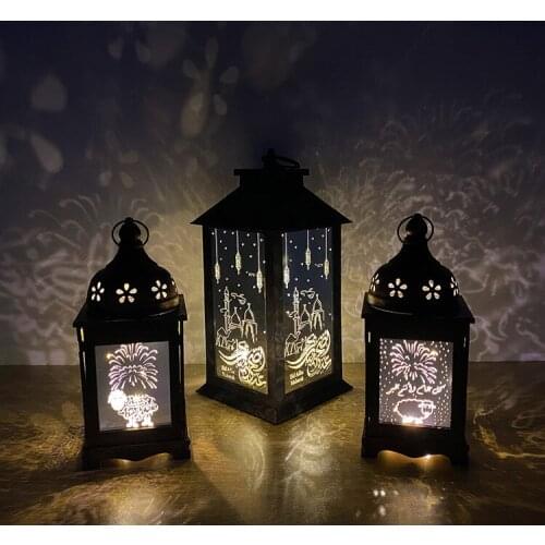 Eid al-adha led wooden plastic storm lantern in the Middle East sheep castle Eid holiday Eid al-adha decoration lamp