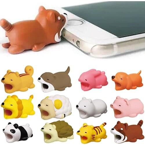 Cute Animal USB Cable Winder Wire Protector Panda Bite Charging Cord Protect Holder Dog Cat Bear Cable Protector Cable Organizer