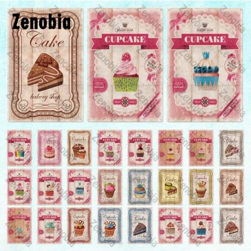 Vintage Dessert Tin Poster Wall Stickers Decoration Retro Metal Plaque Sign Cupcake for Kitchen Dessert Shop Restaurant Decor
