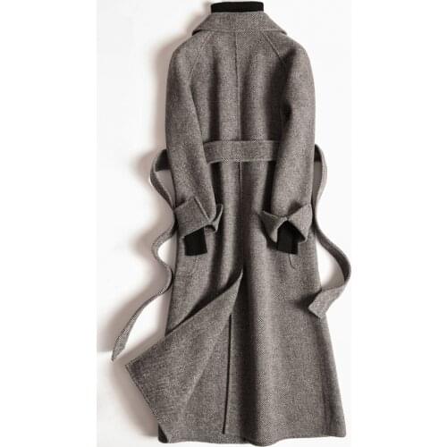 Double-sided 2020 Wool Female Korean Woolen Jacket Long Coat Spring Autumn Overcoat Ladies Coats Abrigo Mujer XR2920 KJ5050