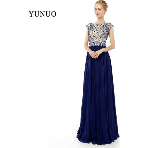 Sparkly Beading Crystal Top Elegant Evening Dresses Long A-line Chiffion Plus Size Women Vestidos x08072