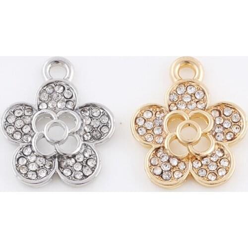 10pcs/lot Flower Rhinestone Dangle Handmade Charms Pendant DIY for Bracelet Necklace Bag
