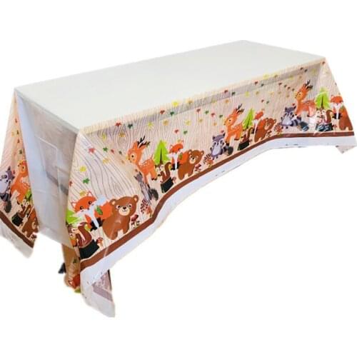 108*180cm Woodland Jungle Animal Disposable Tablecloths for Kid Birthday Party Decoration Table Cover Tableware Party Supplies