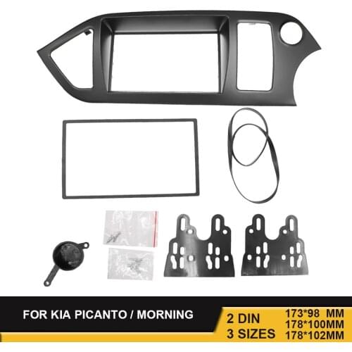 2 Din Car DVD Stereo Frame Audio Fascia For Kia Picanto / Morning LHD 2011+ Radio Panel Mounting Dash Instalaltion Bezel Trim