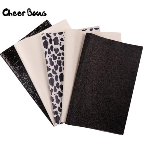 5Pcs/Set 22*30CM Concise Black Series Sheet Multiple Leather Material Set For Handmade Crafts Cloth Sewing Decorative Materials