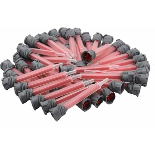 50pcs 10:1 Static Mixing Nozzle AB Glue Mixed Tube 90mm Square Mixing Nozzle Epoxy Resin Adhesive Applicator Static Mixer Set