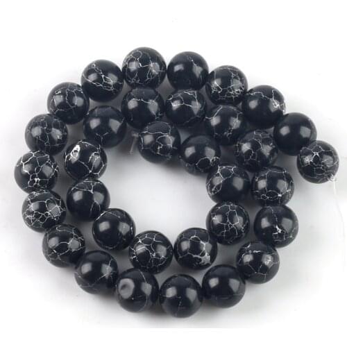 Natural Stone Black Howlite Turquoises Beads 4/6/8/10/12 Bracelet Fit Diy Charm Beads For Jewelry Making Accessories Wholesale