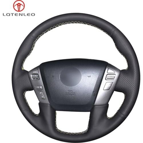 Black Genuine Leather DIY Car Steering Wheel Cover For Nissan Patrol Armada NV Cargo NV Passenger (US) Titan Infiniti QX56