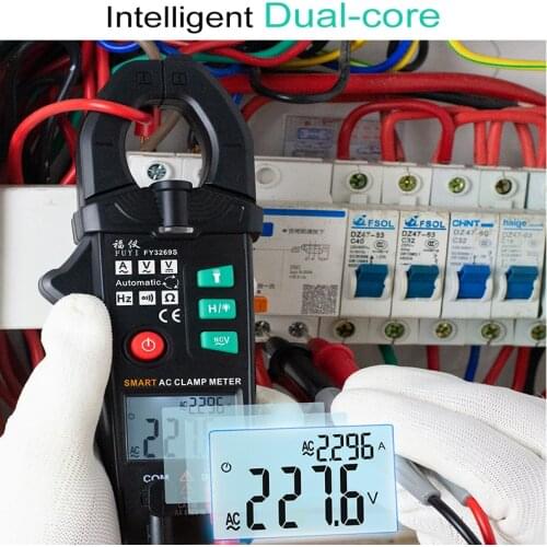 Digital Clamp Meter DC AC Voltage 6000counts Ture Rms NCV Ampere Ohm Tester Ammeter Multimeter Electrician Tool With Flashlight