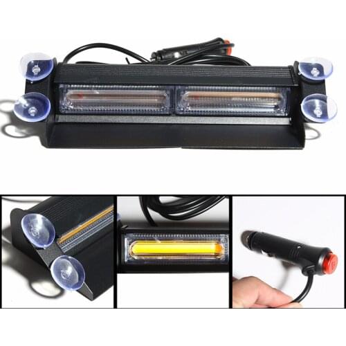 COB Led 24W Auto Car Police Flasher Strobe Light Motorcycle Windscreen Warning Light Bar Emergency Yellow Flashing Lamp