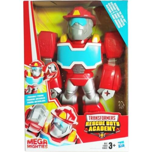Hasbro Transformers Rescue Bots Carton Academy MEGA Mighties Robot Optimus Prime Heatwave Robot Model Kids Toy Can't Change