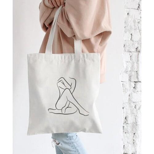 Korea Ulzzang Print Female Shopping Canvas Tote Casual Large Eco Friendly Cartoon Women Bag Harajuku Shoulder Bags Grocery Bag