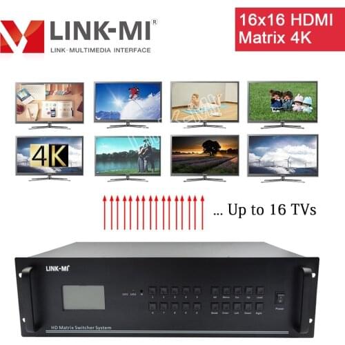 LINK-MI 16x16 4K HDMI Matrix Switcher System Support Customize 12x12 12x8 8x12 8x8 HDMI DVI VGA SDI Switch Splitter TCP/IP RS232