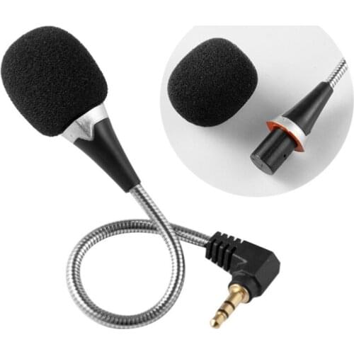 Metal Mini Flexible 3.5mm Interface Microphone Mic Bent Head Condenser Microphones for PC Laptop Notebook Sound Card