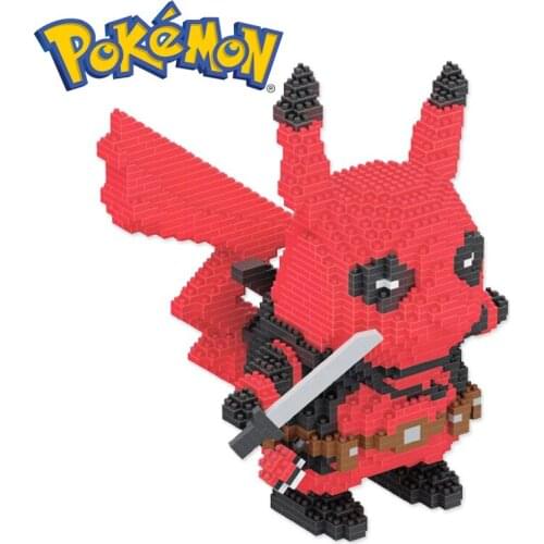 LBOYU 1500PCS+ Pokemon Mini Building Blocks Red Pikachu Diamond Micro Brick Cartoon Figures Toys For Kid Birthday Gift 7079A