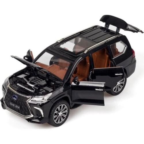 1/24 New Lexus LX570 SUV Alloy Model Toy Car Simulation Sound Light Pull Back Off Road Collection Toys Vehicle