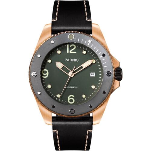 Parnis Outdoor Seriers Luminous Mens Sapphire Glass Ceramic Bezel 100m Waterproof Sport Automatic Mechanical Watch Wristwatch