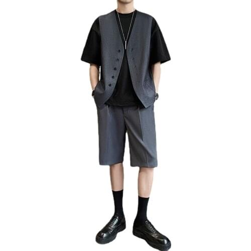 Men Loose Casual Sleeveless Blazer Suit Vest Male Women Streetwear Fashion Vintage Hip Hop Dress Suit Vest Waistcoat Man