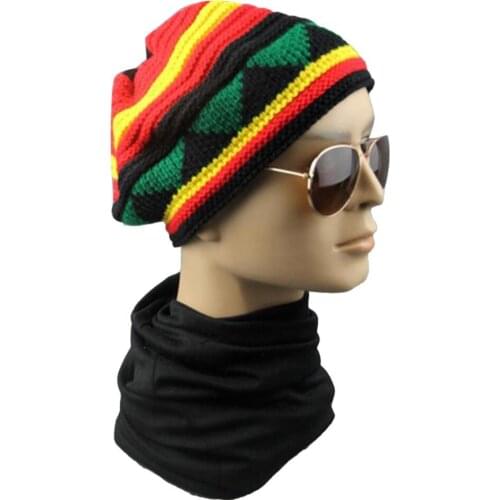 New Hip Hop Multi-colour Striped Cap Ladies Skuilles Beanie 2021 Winter Rasta Reggae Hats Bob Jamaican Hats For Men Caps Gorro