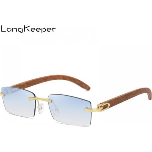 Luxury Brand Designer Rimless Sunglasses Men Classic Vintage Rectangle Sun Glasses Frameless Gradient Fashion Eyewear Shades