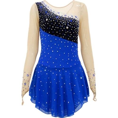 Figure Skating Dress Womens Girls' Ice Skating Dress Grey Spandex High Elasticity Training Competition Skating Wear Crystal