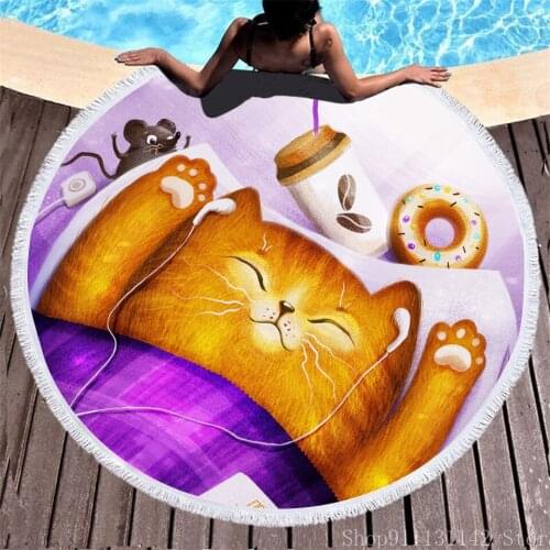 New Sleeping Cat and Dog 3D Digital Print Bath Towel Microfiber Adult Children Cartoon Animal Absorbent Beach Blanket