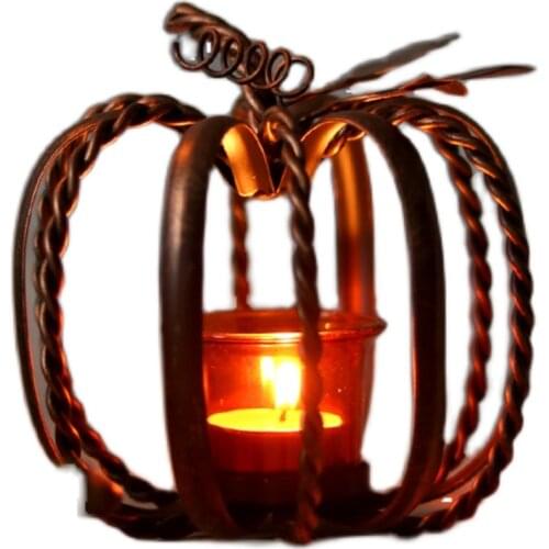 Retro Pumpkin Lamp Candle Holder Romantic Dining Table Candle Holders Metal Creative Halloween Gift Bougeoir Home Decor EB50ZT