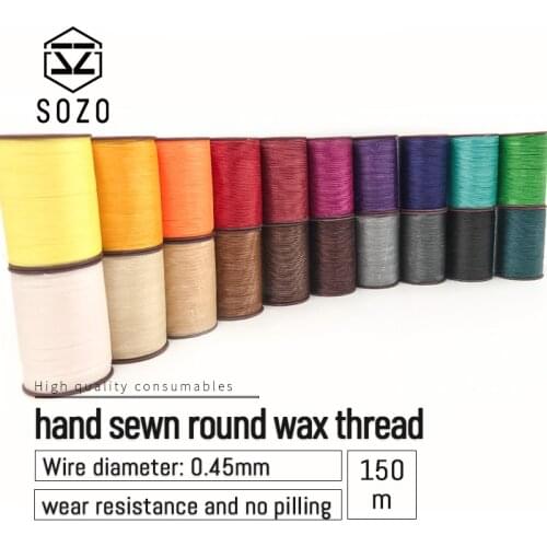 SOZO 0.45mm hand sewn round wax thread 150M Hand Sewing Line Leather Craft Tool 20 colors