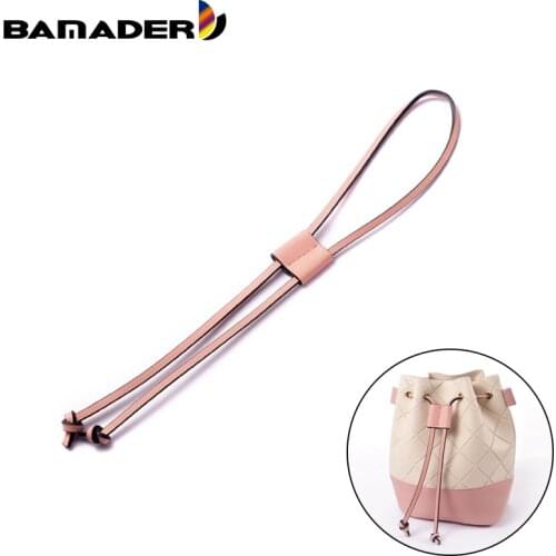 Genuine Leather Head layer Cowhide Rope Ladies Bucket Bag Drawstring Shrink Strap Buckle High Quality Women Bag Accessories