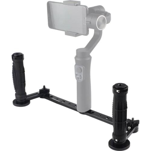 Universal 1/4'' Hole Gimbal Dual Handle Grip Bracket for 3-Axis Gimbal Stabilizer Expansion Bottom Plate Double Hand Stand