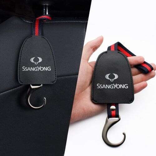 1/2Pcs Leather Car Storage Hook Holder Seat Hanger Auto Fastener Accessories for SsangYong Actyon Kyron Korando Rexton Tivoli