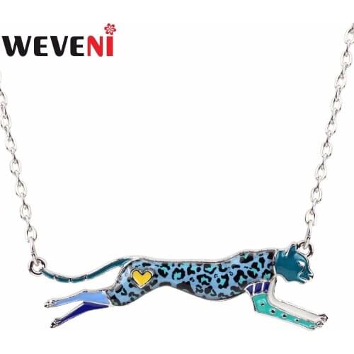 WEVENI Statement Leopard Choker Necklace Panther Pendant Enamel Chain Collar Trendy Jungle Animal Jewelry For Women Souvenir