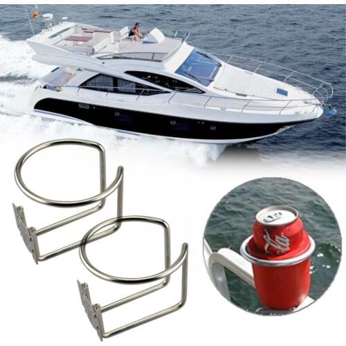 1 PC 2PCS 4PCS Stainless Steel Boat Ring Cup Drink Holder For Marine Yacht Truck RV-Silver Beverage Water Cup Frame