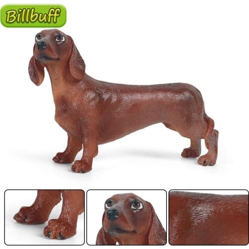 14cm Simulation Family Animal PVC Dachshund Model Action Figure Collection Miniature Cognition Educational Toy for Children Gift