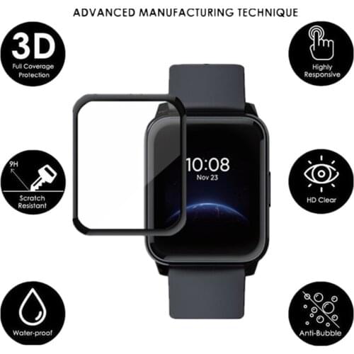 2 Pcs Full Screen Protector Cover 3D Curved Anti-Scratch compatible with Realme~Watch 2 Pro
