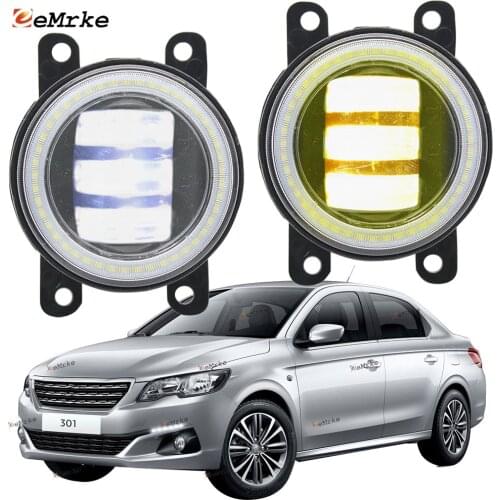 2X Led Angel Eye DRL for Peugeot 301 2013 2014 2015 2016 2017 2018 2019 LED Fog Lights Lamp Lens Daytime Running Light
