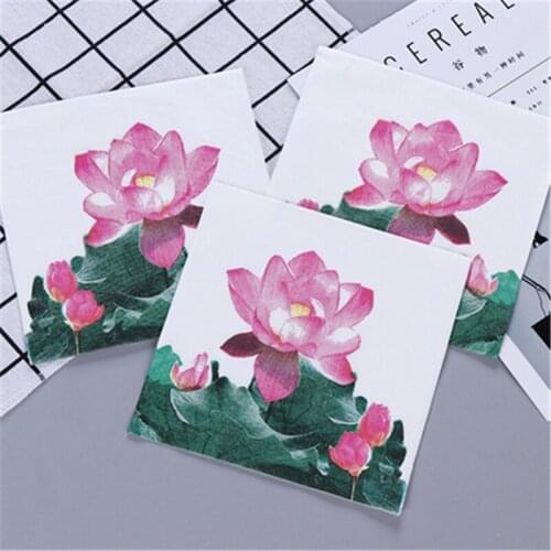 20Pcs/Lot 2layer Vintage Elegant Lotus Napkins Paper for Wedding Decortion Party Beautiful Decoupage Decorated