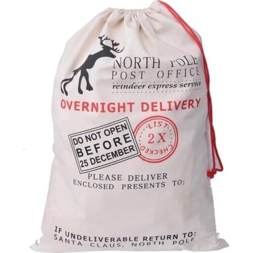 20 pcs/lot Christmas Gift Bags Large Canvas Santa Sack Color Elk Organic Heavy Canvas drawstring Bag