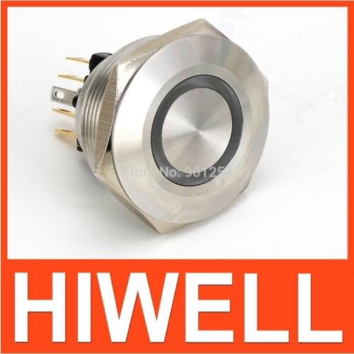 30 mm diameter latching type LED ring illuminated metal push button switch 1NO1NC waterproof