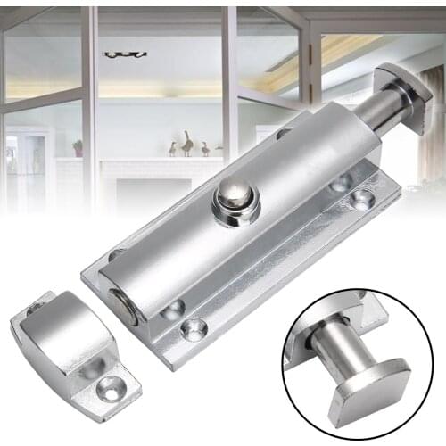 4 Inch Chrome Plated Door Window Security Bolt Button Open Spring Lock Latch Zinc Alloy For Bathroom Window Gate Home Tools