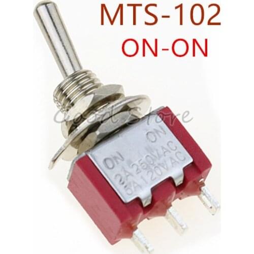 5pcs Red Mini MTS-102 3-Pin SPDT ON-ON 5A 120VAC Miniature Toggle Switches
