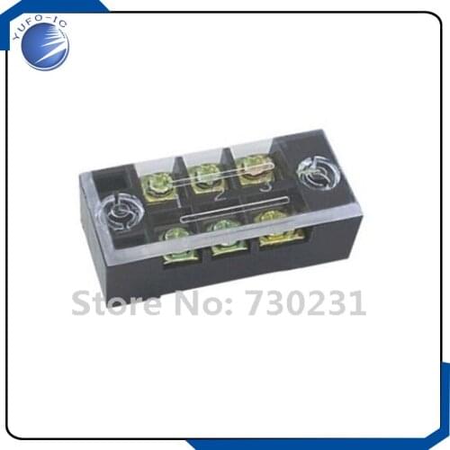 Free Shipping 2Pcs TB-4503 600V 45A Double Rows Cover Guard 3 Position Screw Terminal Strip A