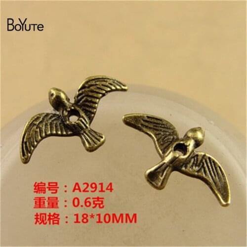 BoYuTe (100 Pieces/Lot) 18*10MM Zinc Alloy Antique Bronze Plated Bird Pendant Charms for Jewelry Making Diy Accessories Handmade