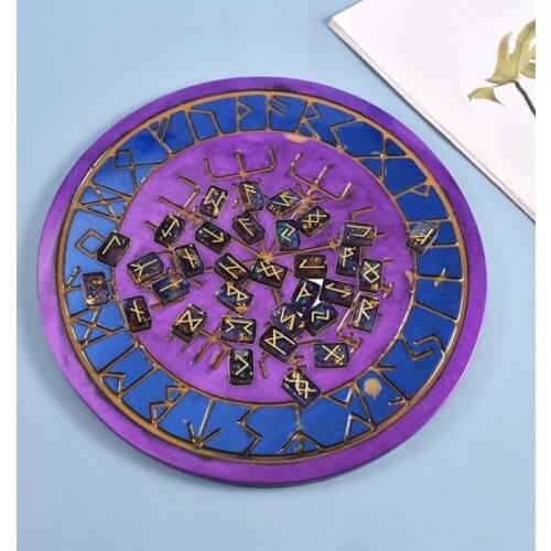 DIY Runes Symbol Crystal Epoxy Resin Mold Circle Divination Board Silicone Mould F3MF