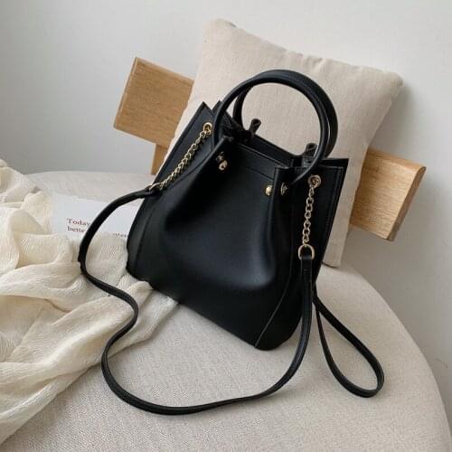 Elegant Bucket Shoulder Bag for Women Large Capacity Top-handle Bag PU Leather Crossbody Bag Designer Messenger Handbag Purse