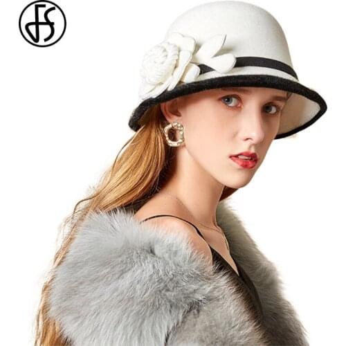 FS Sweet Elegant Retro Winter Bucket Caps For Woman Chapeau Femme Mariage Floral Bowler Hat Multi Color Wedding Fedora Sombrero