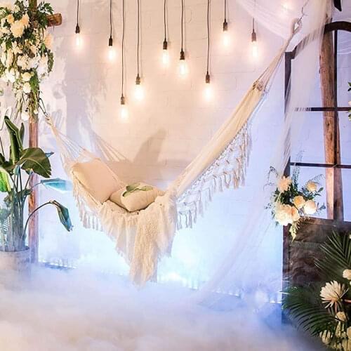 Leisure Exotic Style Large Double Deluxe Cotton Tassel Hammock Outdoor Indoor Camping Hanging Swing Net Chair