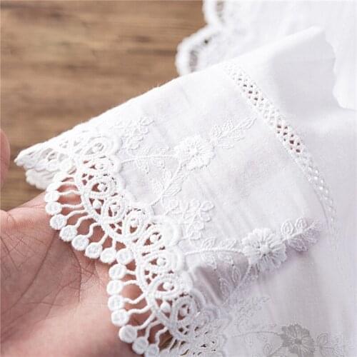 Cotton Lace Trim 5 yard Ivory Embroidered Cloth Fabric Ribbon Tapes Sewing 13-15cm Wide 1024097M4F311